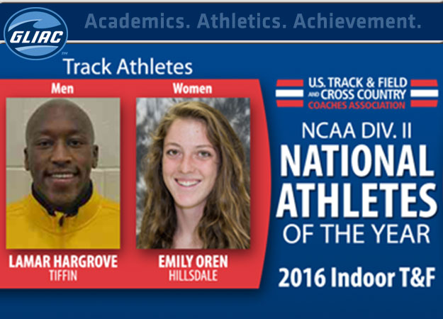 Tiffin's Hargrove, Hillsdale's Oren Selected NCAA DII Indoor National Athletes of the Year