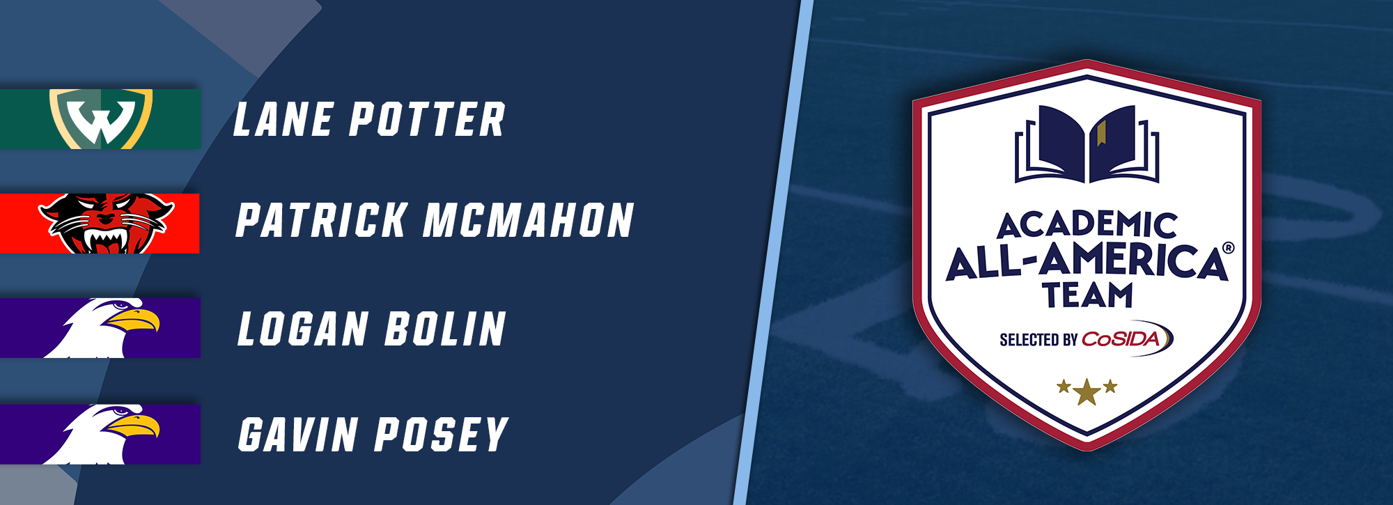 Four #GLIACFB Scholars Named CoSIDA Academic All-Americans