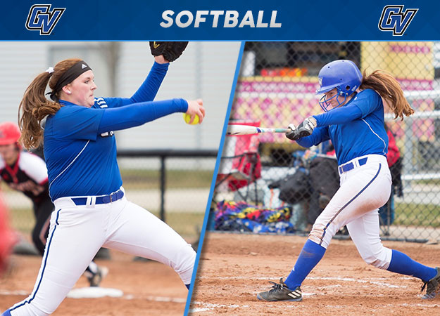 Grand Valley State's Lenza, Lipovsky Sweep GLIAC Softball Player of the Week Honors